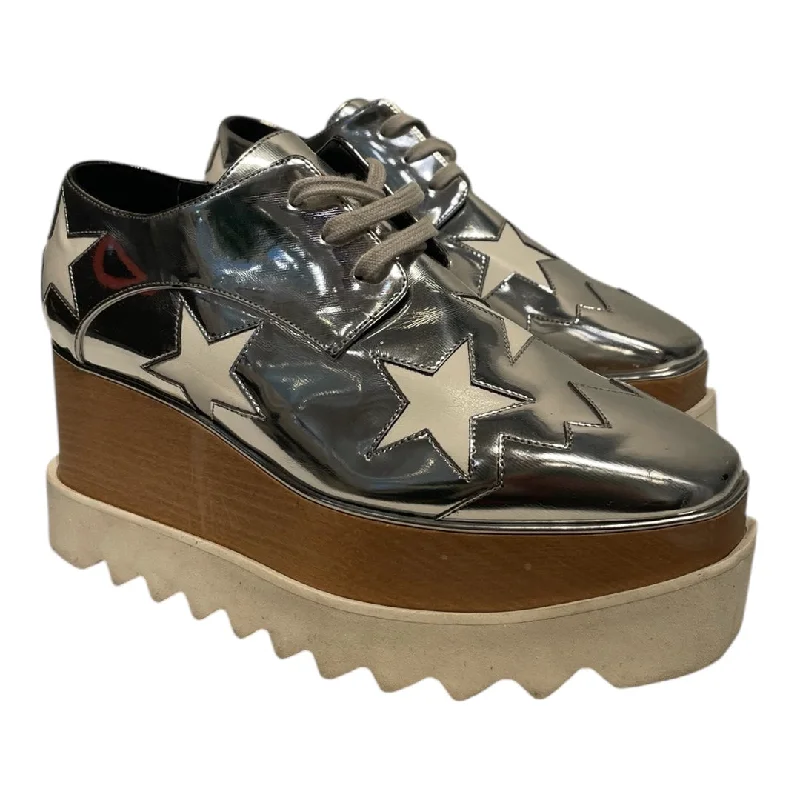 STELLAMcCARTNEY/Dress Shoes/EU 36/All Over Print/Leather/SLV/Platform/WHT STAR PTTRN/SLVR LACE SHOE