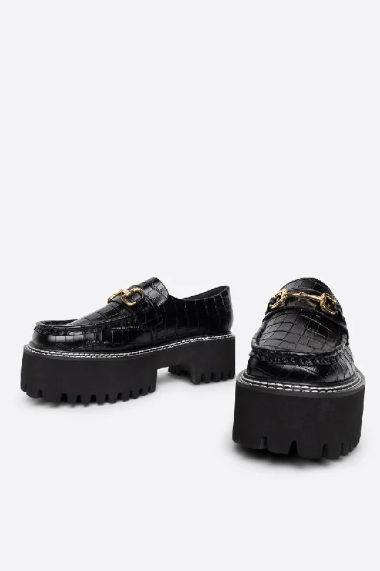 Helix Loafer in Black Croc from Intentionally Blank