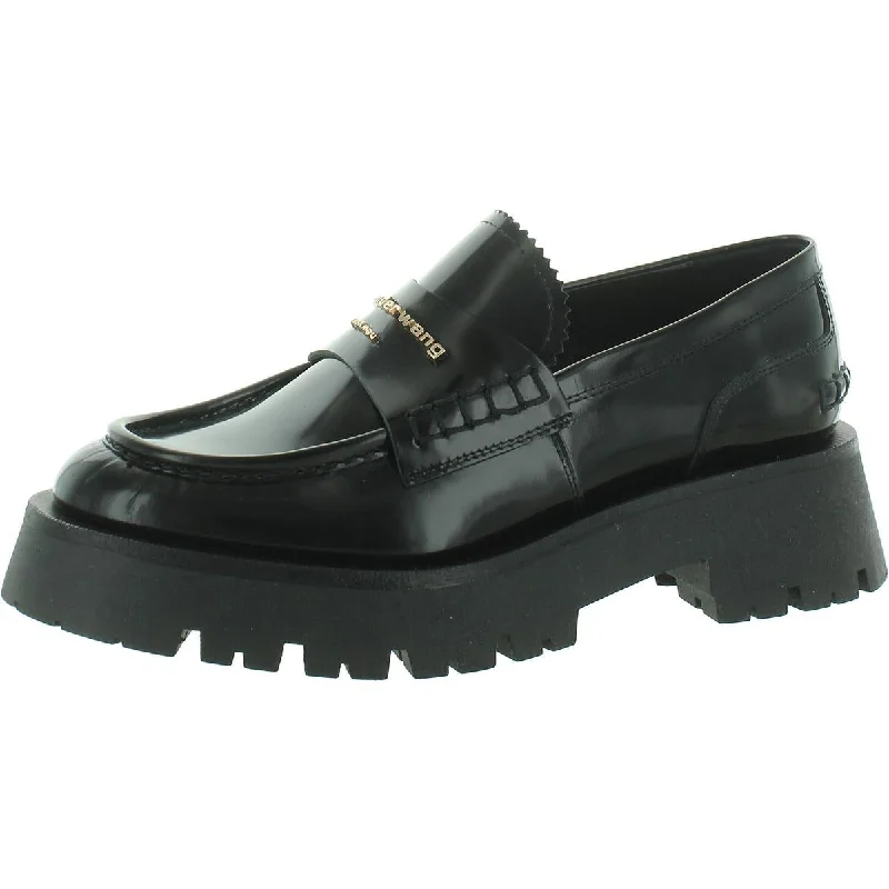 Alexander Wang Womens Carter Lug Loafer Patent Leather Logo Loafers