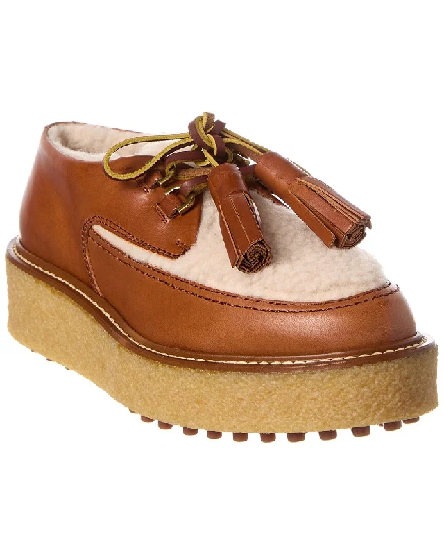 TOD’s Leather & Shearling Platform Loafer