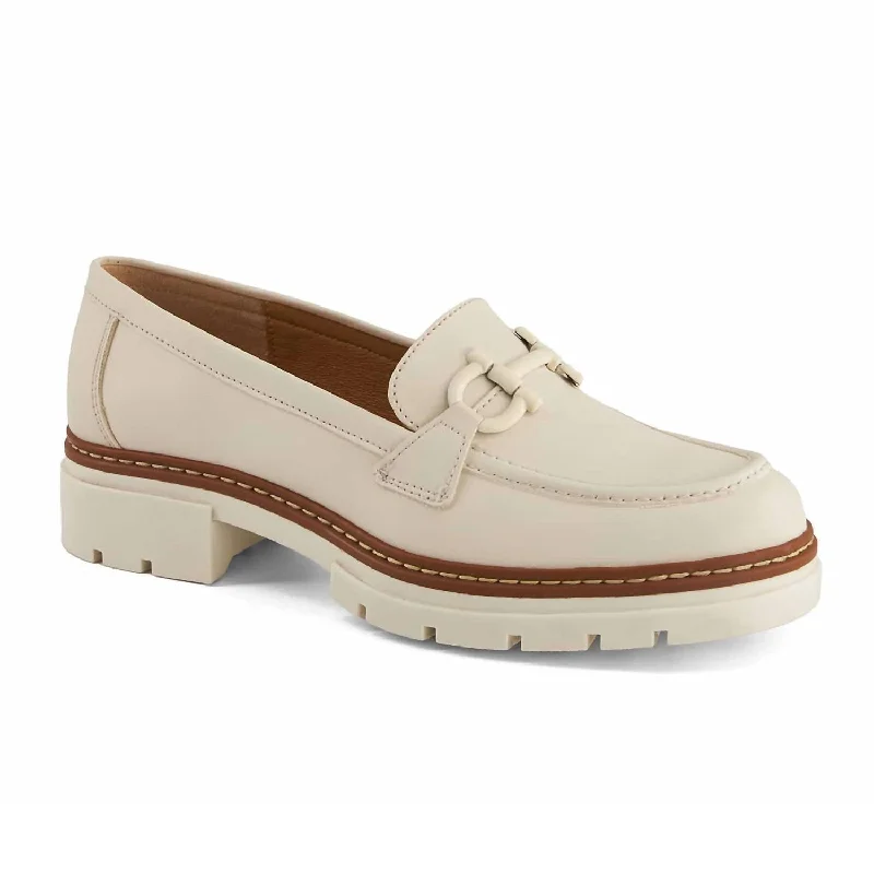 Women's Heeled Loafers In Light Beige