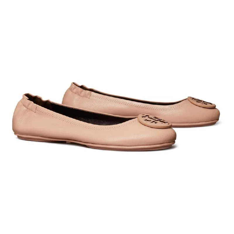 Tory Burch Women's Minnie Travel Ballet Flats w/Leather Logo, Pink Brick