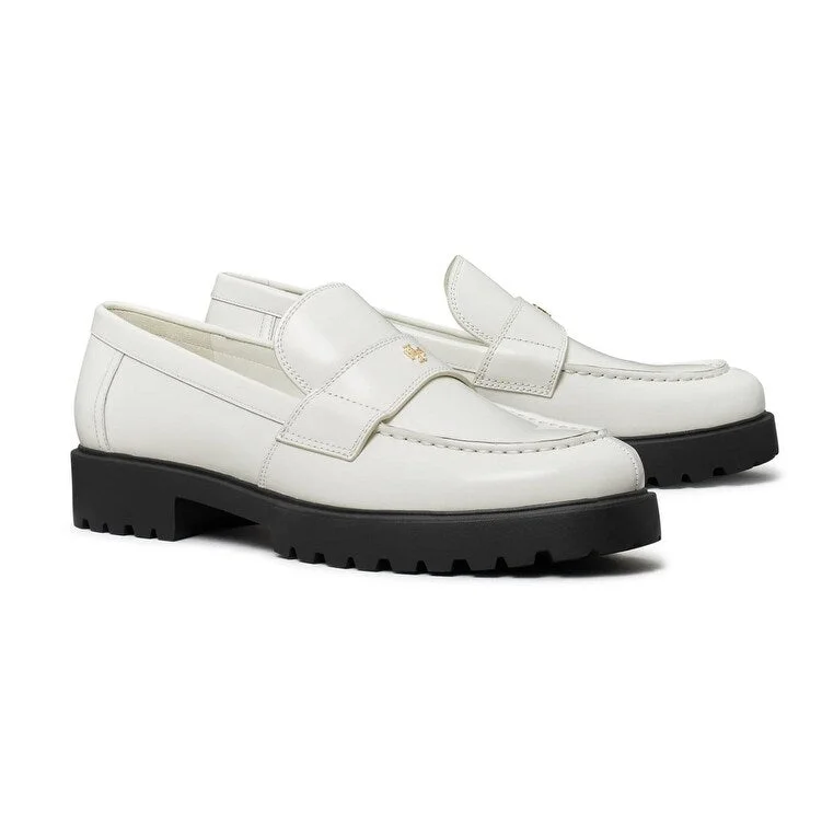 Tory Burch Womens Classic Lug Sole Loafer Dove White