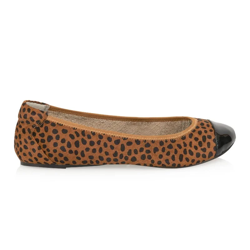 Harrow - Leopard Pony Hair with Black Cap Ballerinas