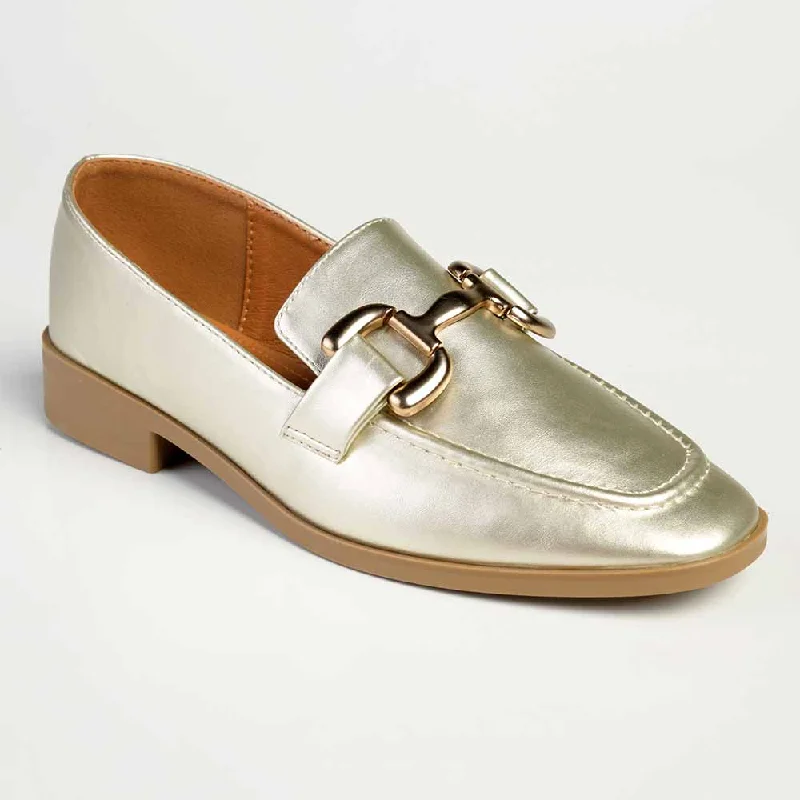 Madison Polly 3 - Gold Metal Trim Loafer - Champagne