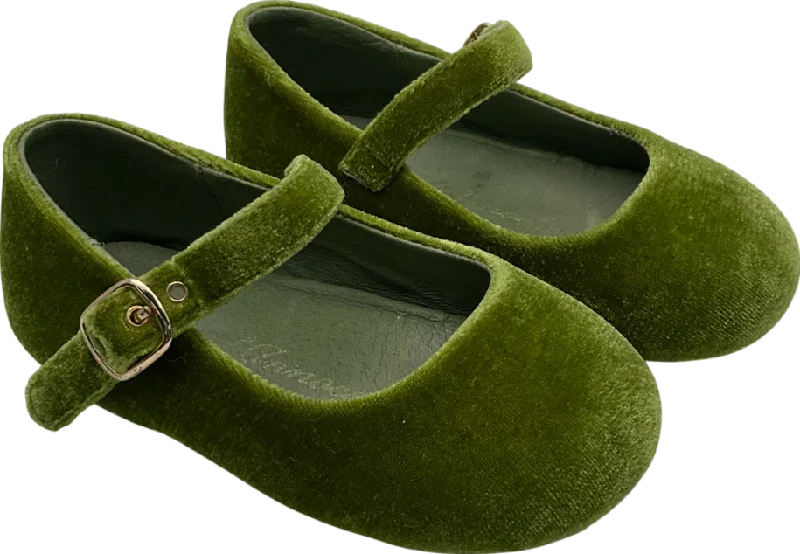 Age of Innocence Green Eva Velvet Ballerina Shoes UK 7 EU 24 👼