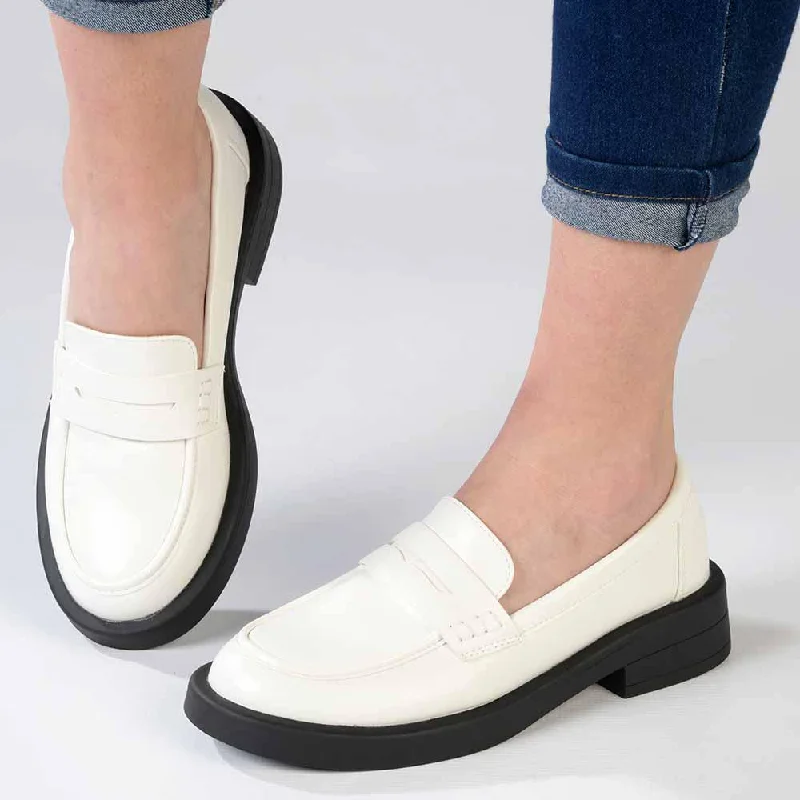 Madison Blessing Ladies Slip On Loafers - White