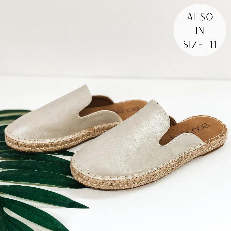 Last Chance Size 7 & 9 | Corky's | Taffy Side Espadrille Slide On Sandals in Metallic Taupe