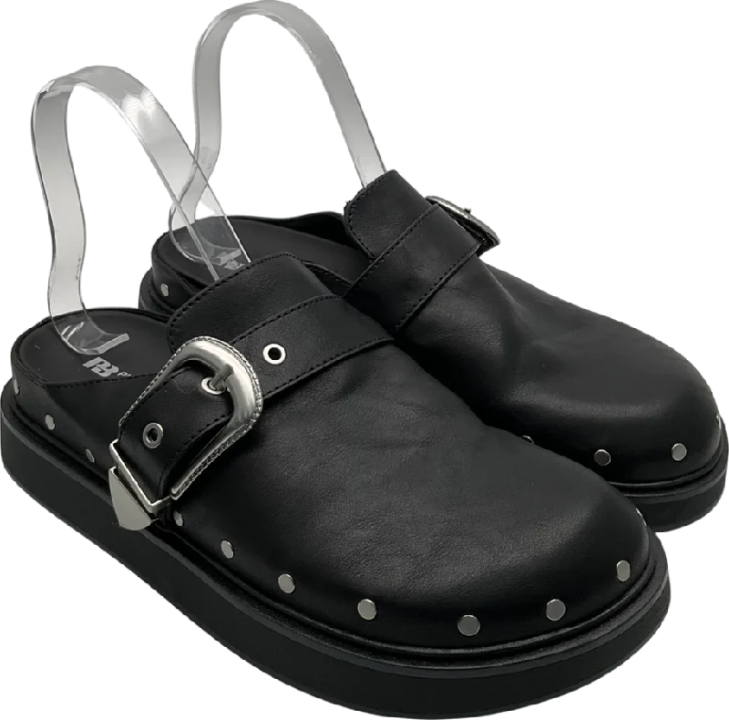 Pull&Bear Black Buckled flat Clogs UK 5 EU 38 👠