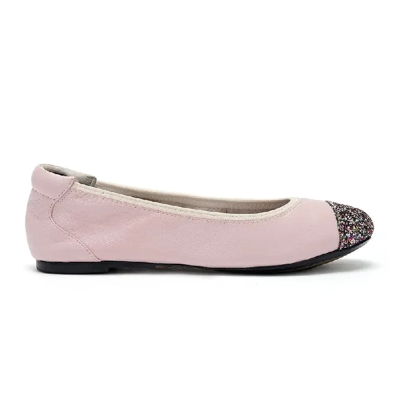 Harrow - Pastel Pink Glitter Toe Leather Flats