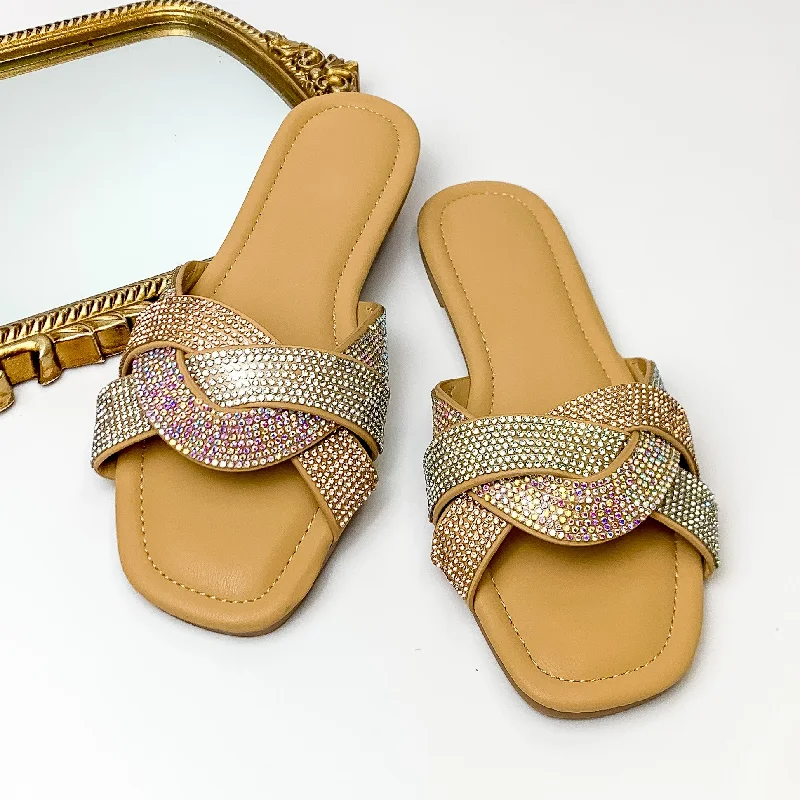 Sip of Champagne Crystal Slide On Sandals