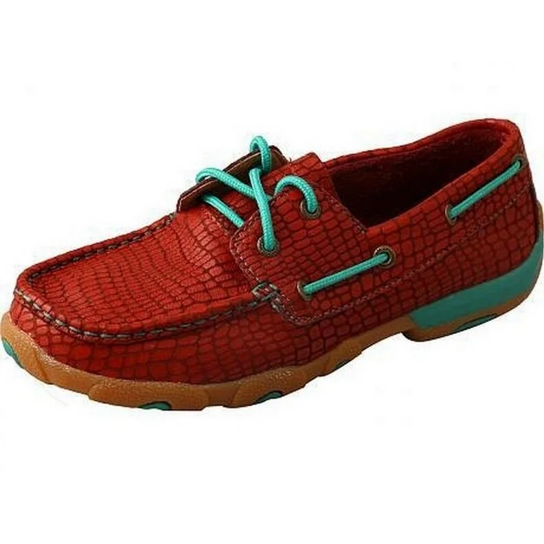 Twisted X Casual Shoes Womens Slip On Lace Driving Mocs Red WDM0035