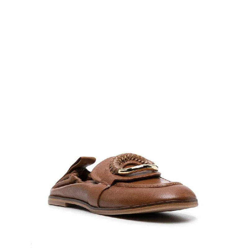 See by Chloe Womens Hana Tan Leather Loafers Shoes