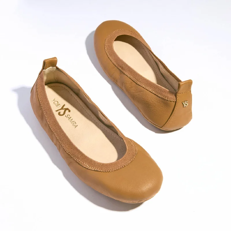 Samara Foldable Ballet Flat in Whiskey Leather