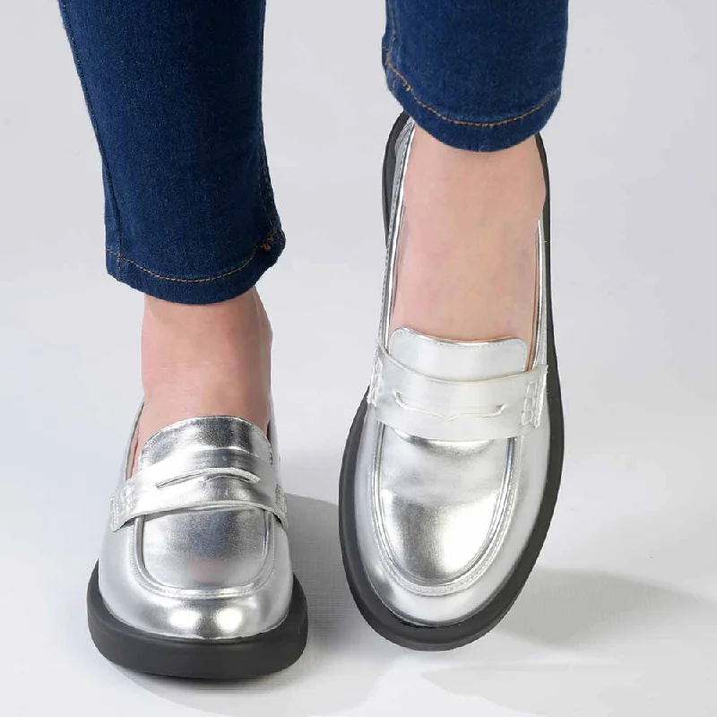 Madison Blessing Ladies Slip On Loafers - Metallic