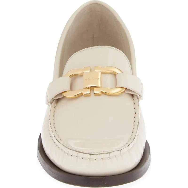 Salvatore Ferragamo Womens Maryan Bit Patent Leather Loafer Mascarpone