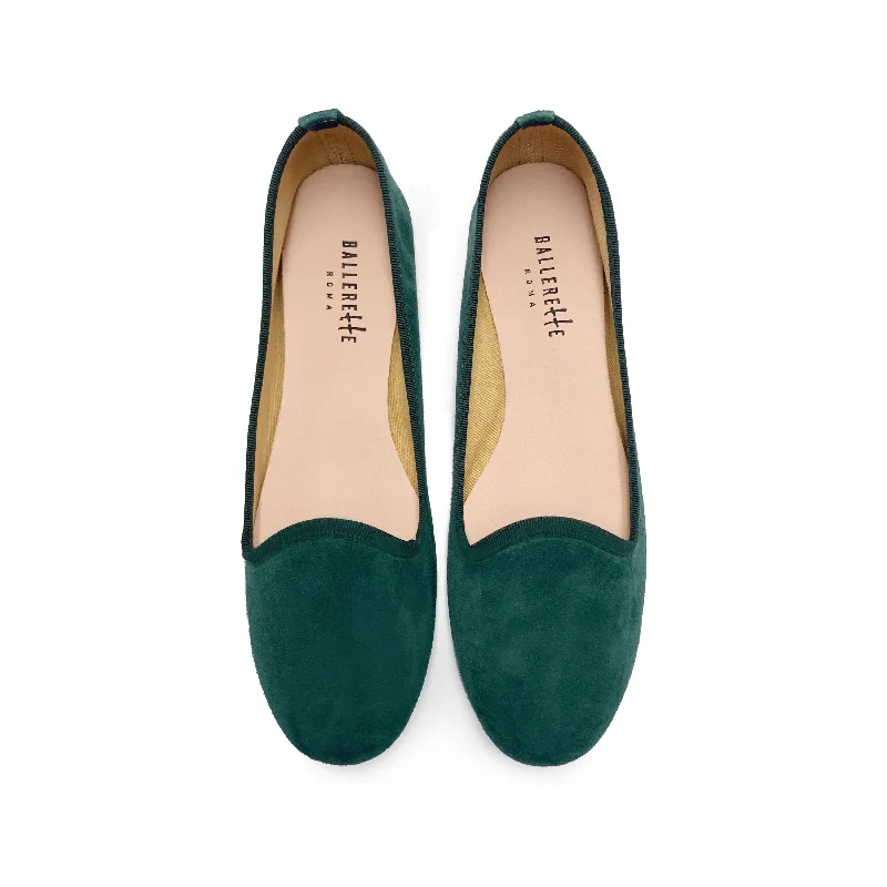 Women loafers in bottle green suede