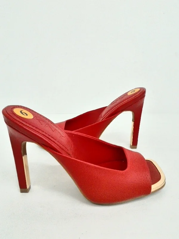 DKNY Women's Red Leather Heeled Sandals Size 6 M