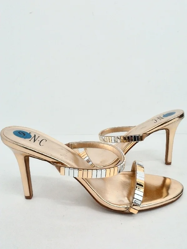 INC International Concepts Women's Lucena Silver/Gold Heeled Sandals Size 9 M