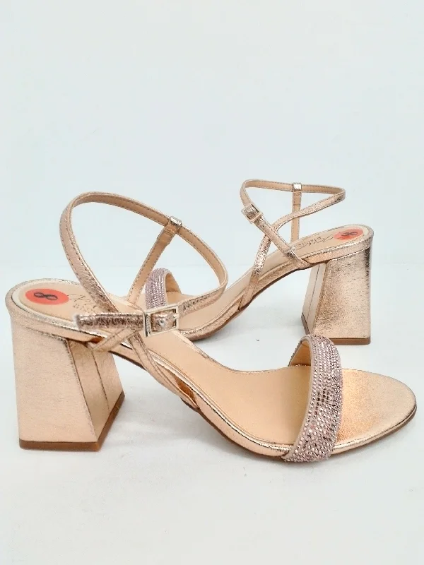 Jewel Badgley Mischka Women's Rose Gold Heeled Sandals Size 8