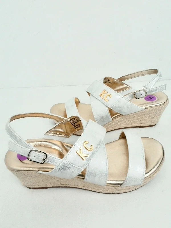 Kenneth Cole Women's White/Gold Wedge Sandals Size 5