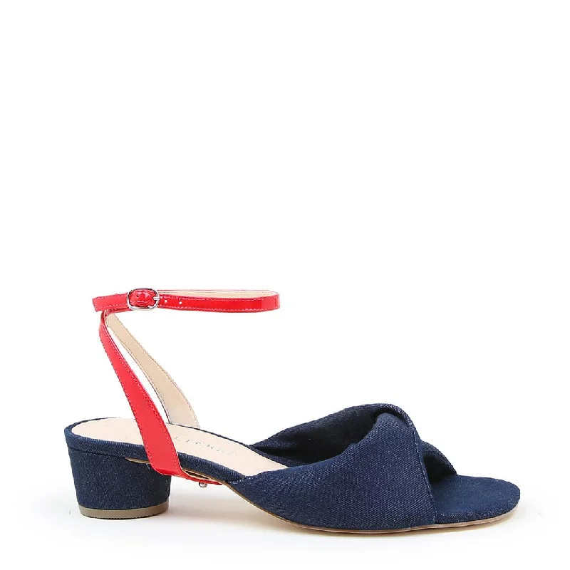 Denim Lo Twist Sandal + Red Gloss Marilyn Strap