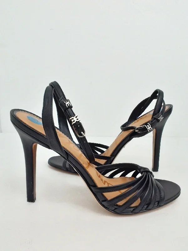 Sam Edelman Women's Adaline Black Leather Heeled Sandals Size 9