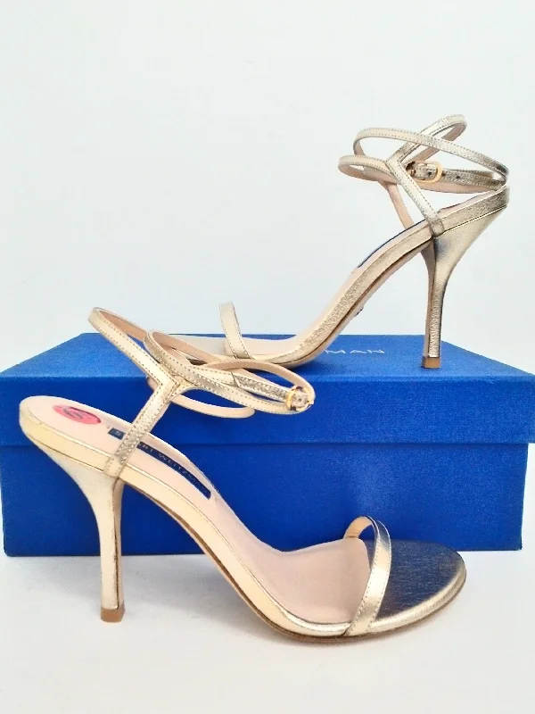 Stuart Weitzman Women's Merinda Gold Heeled Sandals Size 6.5 & 9