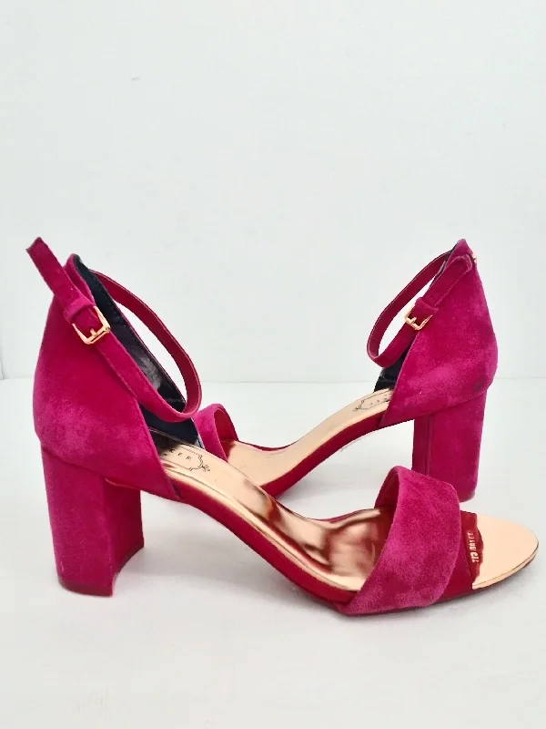 Ted Baker Women's Hot Pink Suede Heeled Sandals Size 39.5